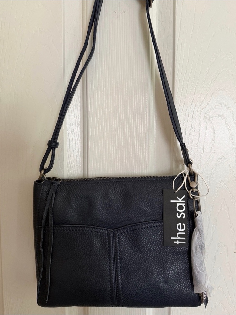 the sak Navy Blue Pebbled Leather Crossbody Bag